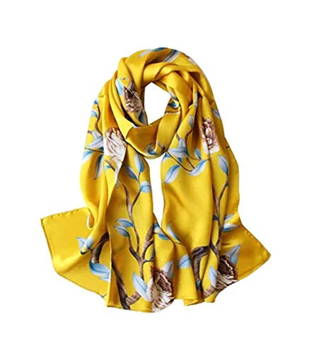ANDANTINO 100% Silk Long Scarf-Women Large Oblong Shawls with Gift Packed - color: Illuminating Yellow