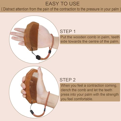 Labor Comb for Pain Relief, Wooden Birth Comb with Wrist Strap