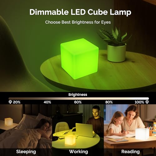 LOFTEK 4-inch LED Cube Lights, Rechargeable Night Light for Kids, Hangable - size: 4-inch Cordless