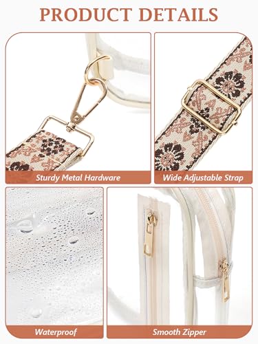 Clear Bag for Stadium Events, Clear Crossbody Sling Purse, 2 Straps - color: 1# beige, style: Style 1