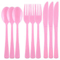 Kochorie 300 Pieces Light Pink Plastic Silverware with Spoons Forks Knives - color: Light Pink