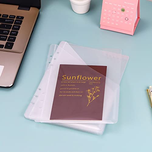 Koqye A5 6‑Hole Binder Pockets, Clear Plastic Loose‑Leaf Binder Folders