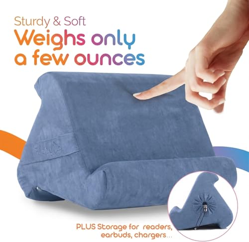 Flippy Original Tablet Pillow Stand & iPad Holder, Gift for Book Lovers & Readers, Multi-Angle Stand with Storage for Lap, Desk & Bed, Compatible with Kindle, Fire, iPad & Samsung, BlueHue 4.0 - color: BlueHue 4.0