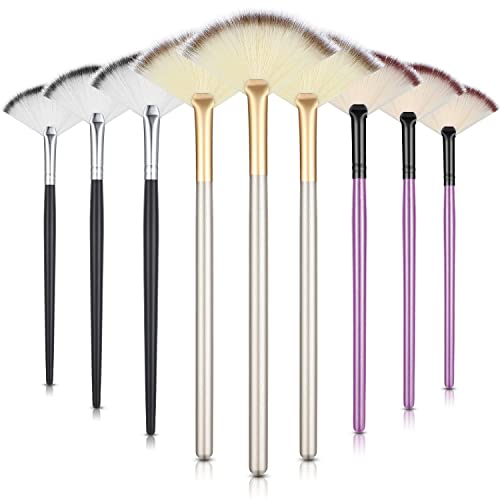 Maitys 9 Pieces Facial Fan Mask Brushes, Champagne, Purple, Black - color: Champagne, Purple, Black