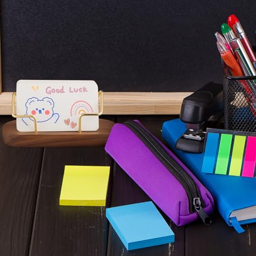 Amyhill 2 Pcs Wood Business Card Holders Display for Desk, Brown - color: Brown