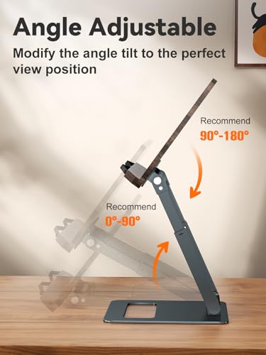 Tounee Book Stand, Telescopic Book Holder Stand, Adjustable Height Pull Out Design Ergonomic Cookbook Stand with Elastic Page Clips Fits All Books (Gray) - color: Gray