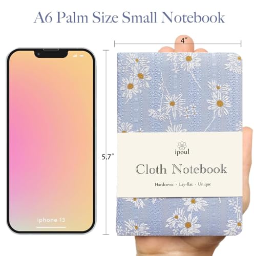 Blue Journal, A6 Notebook, 4x6, Pocket Sketchbook, Travel Journal for Women, Thick Notebook, Small, Diary for Girls, Daisy Flower - color: A6-Cute Daisy Blue