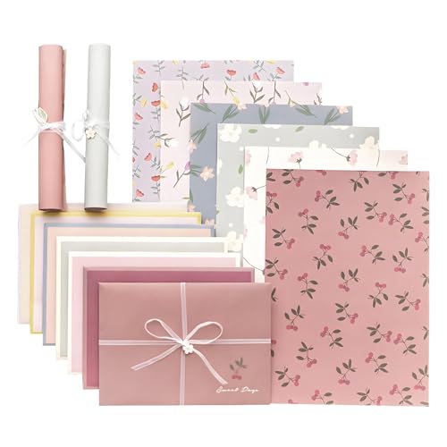 72 Pcs Stationery Paper Envelopes Set Lovely Floral Cute (6Style) - color: Flower