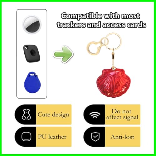 Leather Keychain holder Protective Case Compatible with Apple AirTag - color: Red