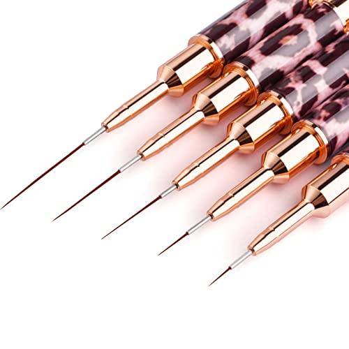 Nail Art Brushes -Double Ended Nail Art Liner Brushes 10 Heads Brush Set - color: Leopard Brown
