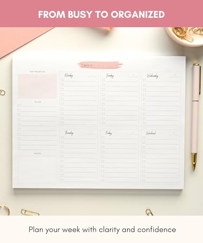 Lamare Weekly Planner Notepad – Premium Undated Weekly To Do List Notepad - color: schedule pink