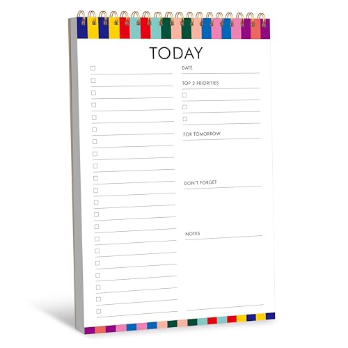 To Do List Notepad, Daily Planner Notebook with 52 Tear-off Sheets, Undated Writing Organizer for Daily Tasks and Goal, Coiled Task Track Checklist Productivity Pad for Office, Classroom, Home, School - color: Colorful Stripes
