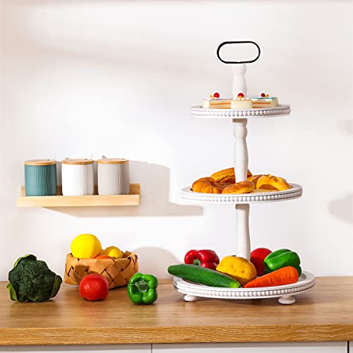 Urban Deco Wooden Tiered Tray 3-Tier Decorative Tray Farmhouse Serving Tray - style: 3 tier-white