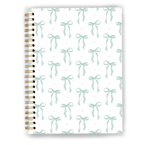 GDJIEGBC Preppy Sage Green Bow Notebook 5.5x8.3in - color: Color-D