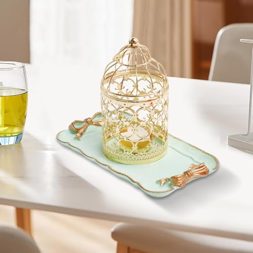 Warmtree Bow Jewelry Tray, Coquette Trinket Dish, Vanity Decor - color: Green