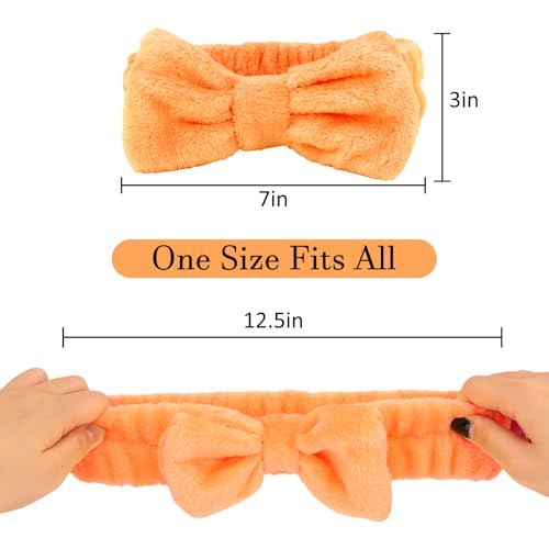 10 Pack Cute Orange Soft Microfiber Spa Headbands for Women & Girls - color: Orange