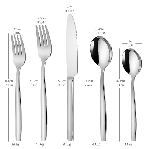 60 Pieces Modern Silverware Set for 12, 18/10 Stainless Steel Flatware Set - size: 60 pieces for 12