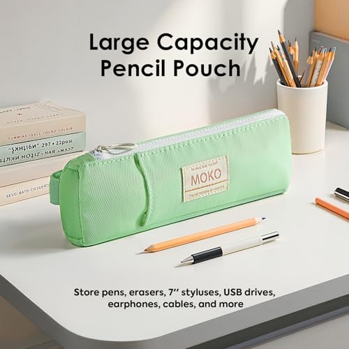 MoKo Elastic Pen Holder for Notebook, Adjustable Zipper Pouch, Green - color: Green