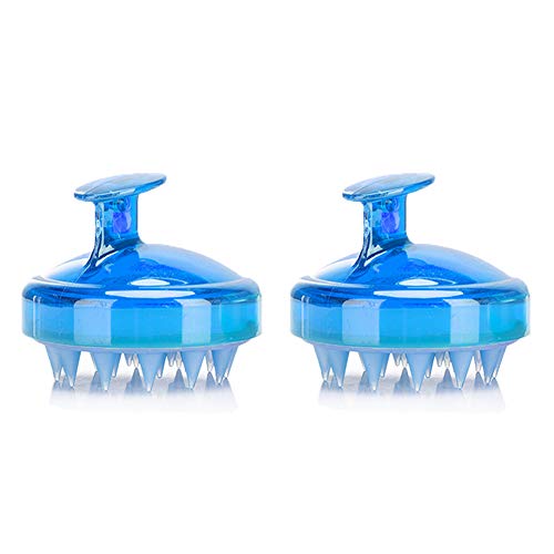 INVODA 2PCS Scalp Massager Shampoo Brush Soft Silicone Bristles for Dandruff Removal & Hair Growth, Waterproof Wet/Dry Use, Men, Women & Pets - color: Blue 2 Pcs