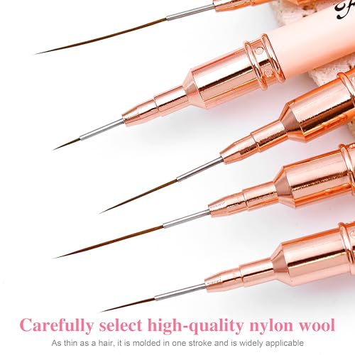 5Pcs Nail Art Brushes Kit, Gradient Pink - color: Gradient Pink