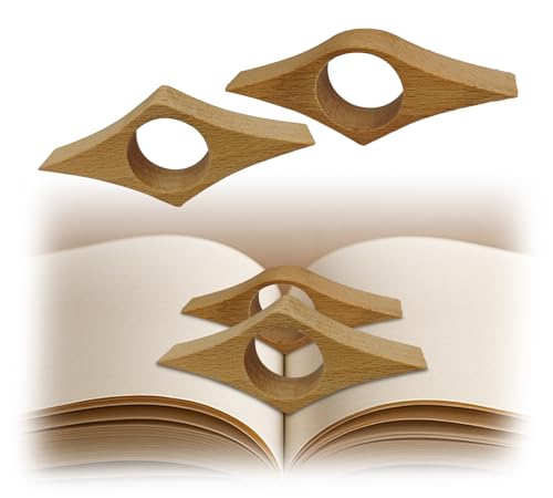Thumb Book Page Holder, 2pcs Handmade Natural Beech Thumb Bookmark, Book Opener Holder, Wood Page Clips, Smooth Finish Wood Reading Accessory, Perfect for Readers, Book Lovers, Bookworm (Beechwood) - color: Beech Wood