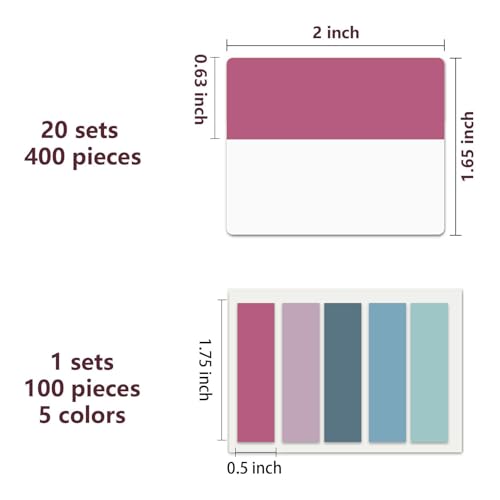ELII 500 PCS Sticky Index Tabs 2 Inch Book Tabs,Page Markers File Tabs - color: Lavender, size: 500