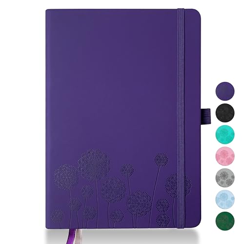 Notebook Journal for Women,A5 Hardcover Leather Journaling Notebooks for Work,200 Pages Travel Journal for Women Men with Pen Holder and Ribbon,5.78"×8.34"(Purple) - color: Purple