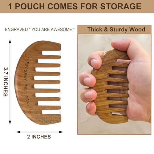 Wooden Comb, Wide Tooth Comb for Scalp Massage & Distribute Oils - style: You are awesome