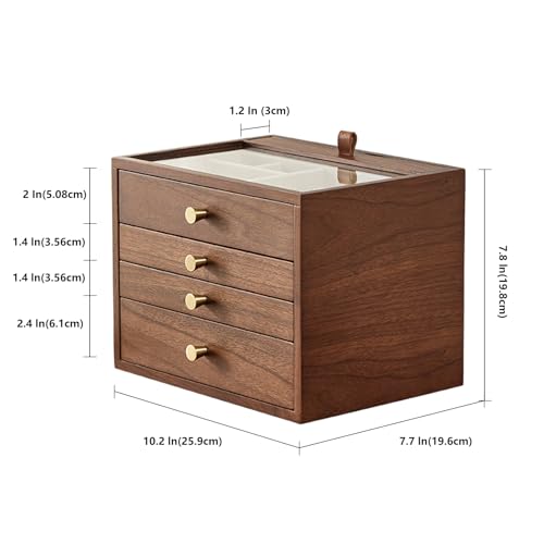 Walnut Wooden Women Jewelry Box with Pull-out Necklace Storage - style: 4 Layer B