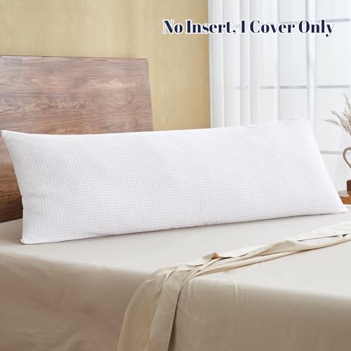 PHF Cotton Waffle Body Pillowcase with Zipper 20" x 54", White, No Insert - color: White, size: 54" X 20" (Pack of 1)