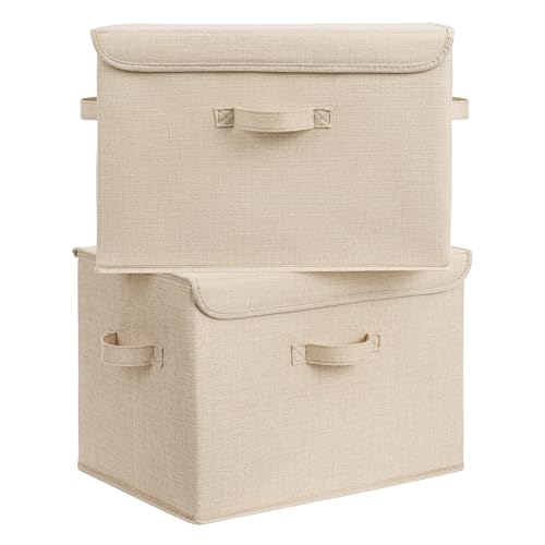 GRANNY SAYS Memory Keepsake Storage Box, Fabric Storage Bins with Lids - color: Khaki, size: Extra Large