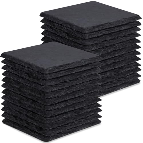 24 PCS Slate Coasters for Laser Engraving, Natural Stone Drink Coaster Bulk - color: 24 Pieces Square