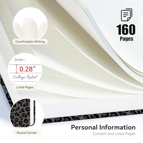 Lined Spiral Journal Notebook for Work A5, 160 Pages, Leopard Print - color: Leopard Print 1