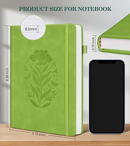 Lined Journal Notebook for Women, A5 Hardcover Leather Journals for Writing, 200 Pages Thick Travel Daily Journal, College Ruled Notebook for Work School, Note Taking, Business 5.75'' X 8.38'' Cyan - color: Cyan