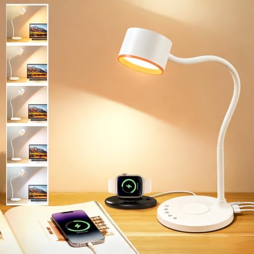 LiFMIRA Desk lamp with 2 USB Charging Ports, Touch Control Desk Light White - color: White