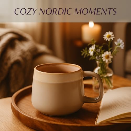 Ava Nord Large Stoneware Ceramic Coffee Mugs Set of 4 | 16 oz | Sage Ash - color: Sage Ash, size: 16 Oz