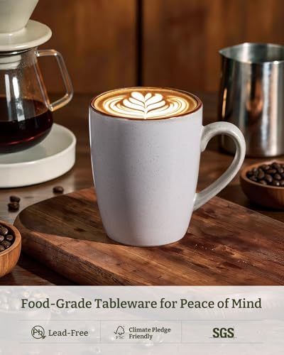 famiware Venus Coffee Mugs Set of 6, 13 oz Ceramic Stoneware Mug Cup Set - color: Ligth Gray, size: 6pcs