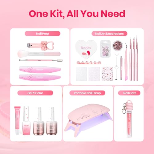Beetles 30 Pcs Gel Nail Polish Kit with U V Light - 6 Colors Nails Kit - color: D-Sweet Date
