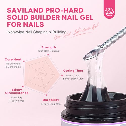 SAVILAND Solid Builder Nail Gel with U V Lamp for 3D Carving & Extension - size: 9pcs