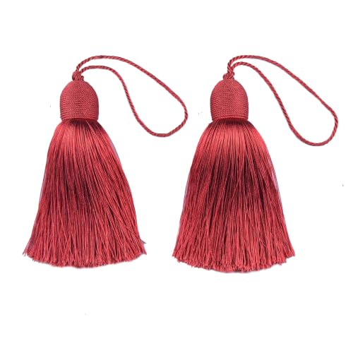 2Pcs Key Tassel with Loop DIY Handmade Craft Accessories,Red - color: Red