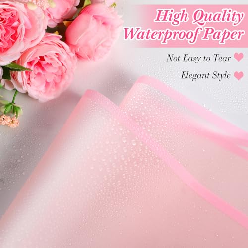 Ctosree 240Sheets Flower Wrapping Paper,Waterproof Korean Bouquet Wrap 23in - color: Pastel Pink