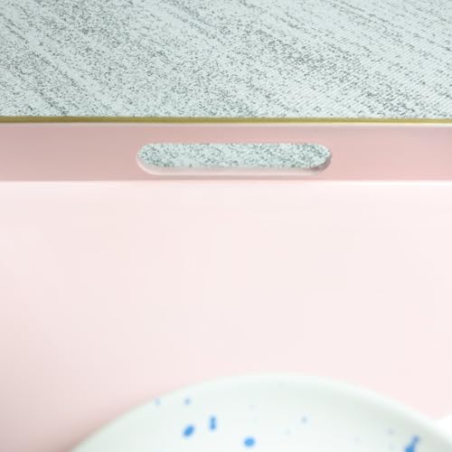 Spsyrine Pink Decorative Serving Tray with Handles, Elegant Plastic Coffee Table Tray for Ottoman, Living Room, Home Decor 15.6" X 10.2" - color: Pink