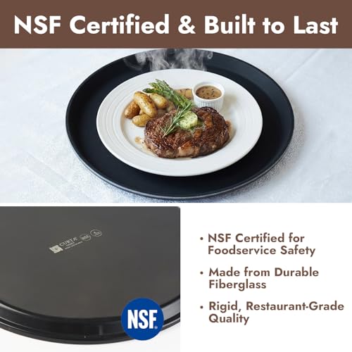 CURTA 2-Pack 16 Inch Round Non Slip Serving Tray, NSF Rubber Lined, Black - color: Black-round, size: 16 Inch