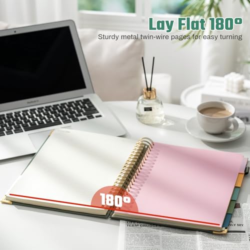 Ovesmusl 5-Subject Hardcover Spiral Notebook, 8.5" x 11", College Ruled - color: Green, size: 8.5"x11"
