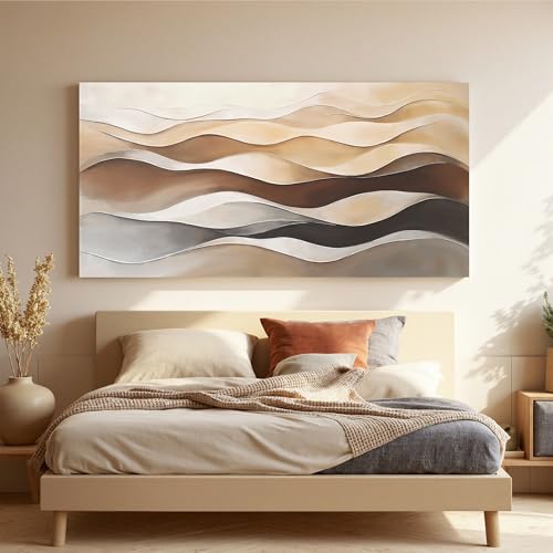 Brown White Abstract Canvas Wall Art Decor For Living Room Prints 20"×40" - color: LAI-11A, size: 40"L x 20"W
