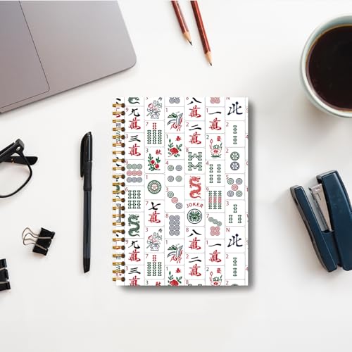 Mahjong Accessories Notebook, Mahjong Gifts for Women Journal, Gifts for Mahjong Players Journal, Mahjong Hardcover Spiral Notebooks 5.5x8.3 Inch - color: Section 1