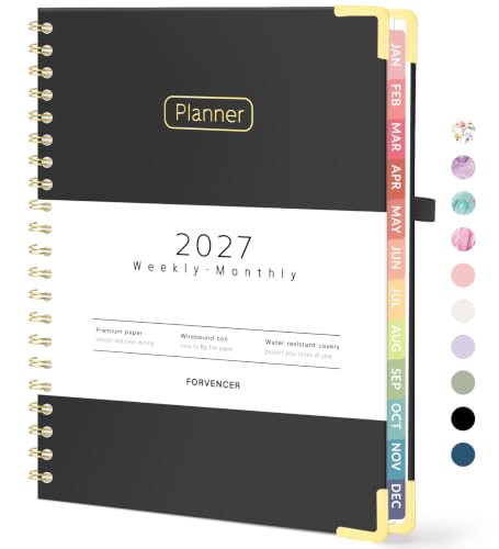 Forvencer 2027 Planner, Hardcover Calendar Planner Jan - Dec 2027, 8.5"x11" - color: Black, size: 8.5"x11" (Jan 2027 - Dec 2027)