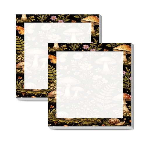 Sticky Notes 3x3 Inches, Cute Self-Stick Note Pads, Funny Memo Pads, Easy to Post Sticky Notes for Office, Home & Notebook Cute Mushroom Forest - color: Cute Mushroom Forest