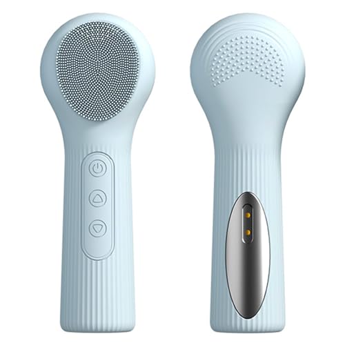 Silicone Facial Brush, Rechargeable Face Scrubber with 3 Vibration Settings, Exfoliator Face Scrubber with Massaging and Deep Cleaning, IPX7 Waterproof Facial Cleansing Brush for Women Men (Blue) - color: Blue