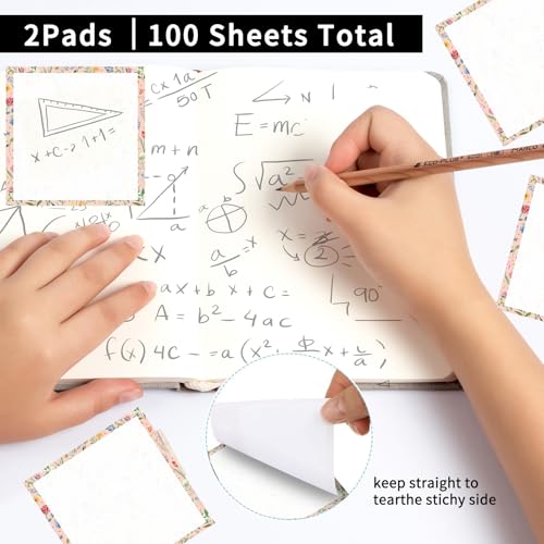 Sticky Notes 3x3 Inches, 2 Pads, Easy Post Cute Self-Stick Notes, Colorful Self Stick Notes Pads for Home Office Notebooks Accessories, Strong Adhesive Note Pad Spring Flowers - color: Spring Flowers
